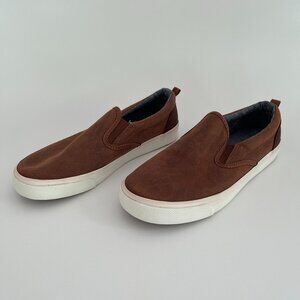 Old Navy brown faux leather slip-on sneakers, boys size 4